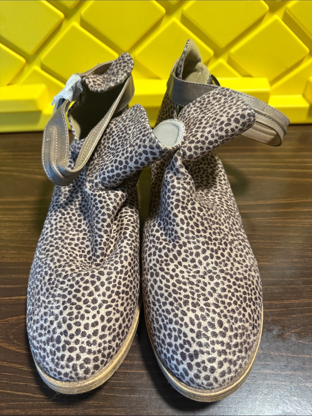 Leopard Print Ankle Boots - Gray/Taupe